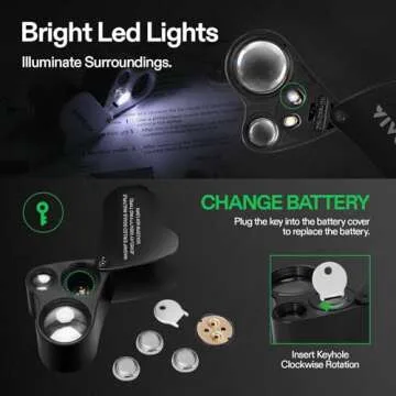 VIVOSUN 30X 60X Illuminated Jewelers Loupe with LED Light