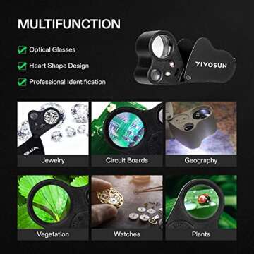 VIVOSUN 30X 60X Illuminated Jewelers Loupe with LED Light