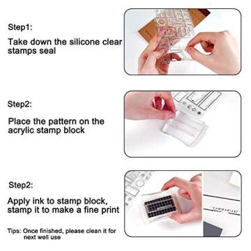 WeiMeet 4 Pieces Stamp Blocks Acrylic Clear Stamping Blocks Tools with Grid Lines for Scrapbooking Crafts Making(Square)