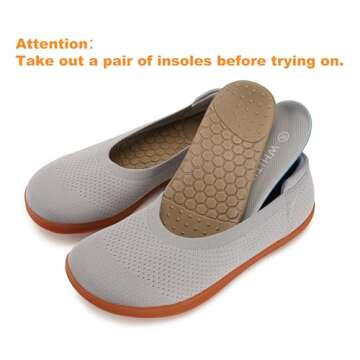 WHITIN Women's Wide Toe Box Ballet Flats Shoes Barefoot Zero Drop Sole Minimalist Size 7 Knit Fit Co...