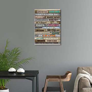 Inspirational Wall Art Motivational Poster Quotes Office Wall Decor for Living Room Bedroom Bathroom Decoration Canvas Print Framed Art Today is A New Day Ready to Hang 16x24inch