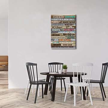 Inspirational Wall Art Motivational Poster Quotes Office Wall Decor for Living Room Bedroom Bathroom Decoration Canvas Print Framed Art Today is A New Day Ready to Hang 16x24inch