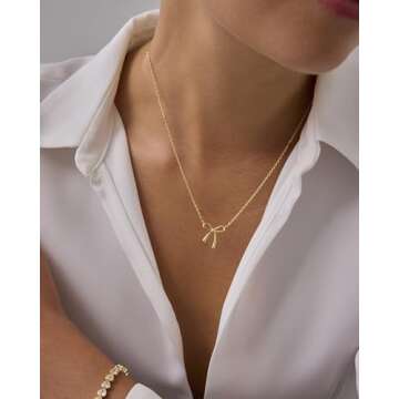 PAVOI 14K Yellow Gold Plated Bow Pendant Necklace for Women | Coquette Chain Necklace