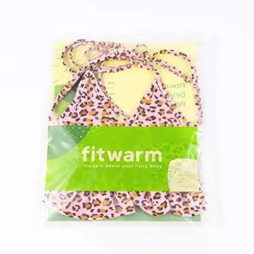 Fitwarm Leopard Dog Bikini Set, Hawaiian Beach Swimsuit, Summer Dog Clothes for Small Dogs Girl, 2 Piece Dog Suit for Swimming and Bathing, Pet Luau Costume, Pink, Yellow, Small