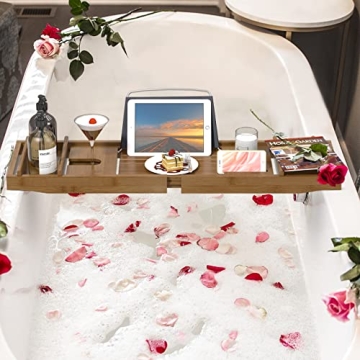Luxurious Bamboo Bathtub Tray with Free Soap Dish