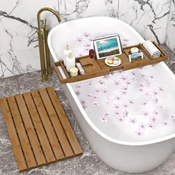 Luxurious Bamboo Bathtub Tray with Free Soap Dish