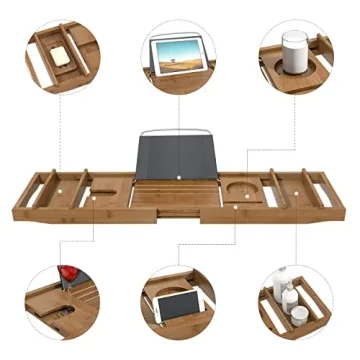 Luxurious Bamboo Bathtub Tray with Free Soap Dish