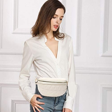 Fanny Packs for Women Cross Body Belt Bag Fashion Crossbody Waist Purse Quilted Bum Hip Pouch for Sports Workout Travel