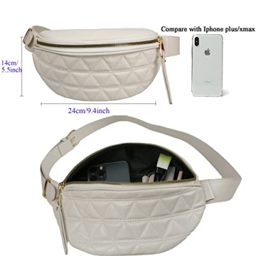Fanny Packs for Women Cross Body Belt Bag Fashion Crossbody Waist Purse Quilted Bum Hip Pouch for Sports Workout Travel