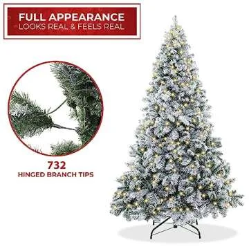 Realistic 6FT Pre-Lit Snow-Flocked Christmas Tree