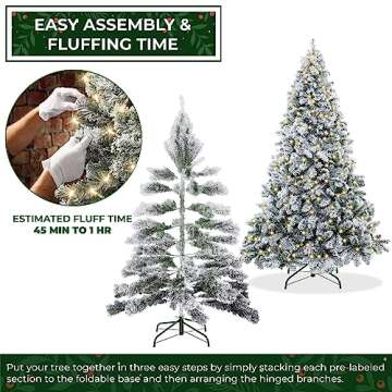 Realistic 6FT Pre-Lit Snow-Flocked Christmas Tree