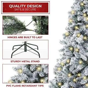 Realistic 6FT Pre-Lit Snow-Flocked Christmas Tree