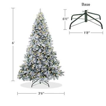 Realistic 6FT Pre-Lit Snow-Flocked Christmas Tree