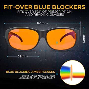 Spectra479 - Fit Over 99.9% Blue Light Blocking Glasses for Sleep - Amber Nighttime Eyewear - Turn your Prescription & Reading Glasses Into World-Class Blue Blockers