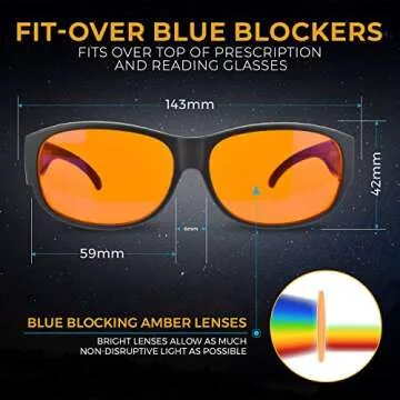 Spectra479 - Fit Over 99.9% Blue Light Blocking Glasses for Sleep - Amber Nighttime Eyewear - Turn your Prescription & Reading Glasses Into World-Class Blue Blockers