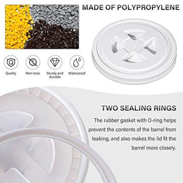 Durable 5 Gallon Leak-Proof Screw Cap Storage Lids