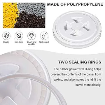 Durable 5 Gallon Leak-Proof Screw Cap Storage Lids