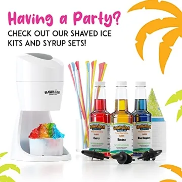 Hawaiian Shaved Ice S900A Snow Cone and Shaved Ice Machine with 2 Reusable Plastic Ice Mold Cups, Non-slip Mat, Instruction Manual, 1-year Manufacturer’s Warranty, 120V, White