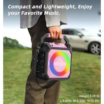 VICTRESS Karaoke Machine with 2 Wireless Microphones, Portable Bluetooth Speaker for Adults & Kids with Strobe Lights, Karaoke Speaker with PA System Supports TWS/USB/TF/REC/AUX for Party/Meeting Pink