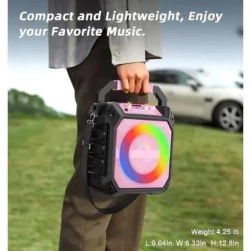 VICTRESS Karaoke Machine with 2 Wireless Microphones, Portable Bluetooth Speaker for Adults & Kids with Strobe Lights, Karaoke Speaker with PA System Supports TWS/USB/TF/REC/AUX for Party/Meeting Pink