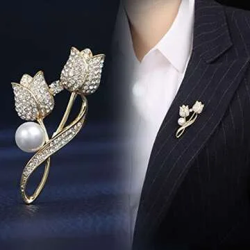 Stylish Walbest Tulip Brooch for Elegant Women | Rhinestone Pin