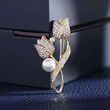 Stylish Walbest Tulip Brooch for Elegant Women | Rhinestone Pin