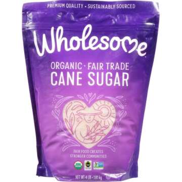 Wholesome Sweeteners 4-Pound Organic Cane Sugar, Fair Trade, Non GMO, Gluten Free & Vegan for Baking...