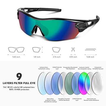 BEACOOL Polarized Sports Sunglasses for Men Women Youth Baseball Cycling Running Driving Fishing Golf Motorcycle TAC Glasses