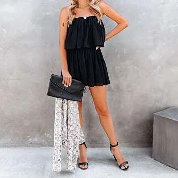 EXLURA Womens 2024 Summer Romper Dress Spaghetti Strap Pleated Fashion Short Jumpsuit Outfits
