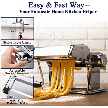 Pasta Maker Machine Stainless Steel Manual Roller for Homemade Pasta