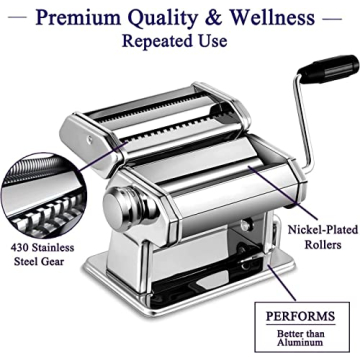 Pasta Maker Machine Stainless Steel Manual Roller for Homemade Pasta