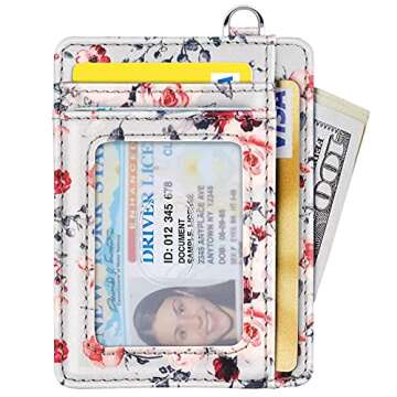 Coco Rossi Slim Front Pocket Wallet RFID ID Card Holder Cute Small Wallet with Keychian for Women,Gr...