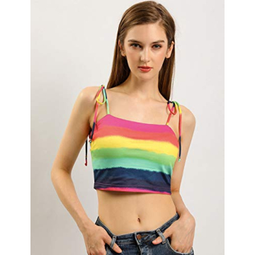 Allegra K Women's Summer Crop Top with Spaghetti Straps