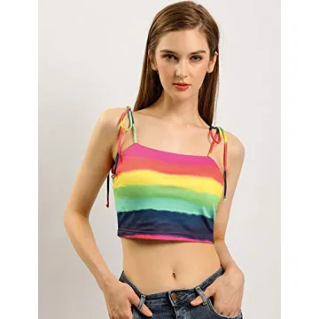 Allegra K Women's Summer Crop Top with Spaghetti Straps