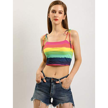 Allegra K Women's Summer Crop Top with Spaghetti Straps