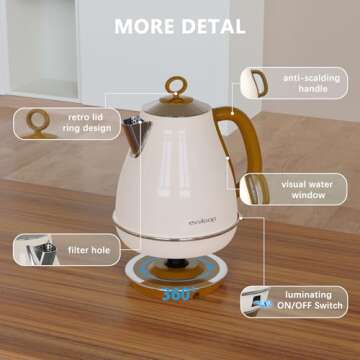 Evoloop 1.7L Electric Kettle - Fast & Stylish Hot Water Heater