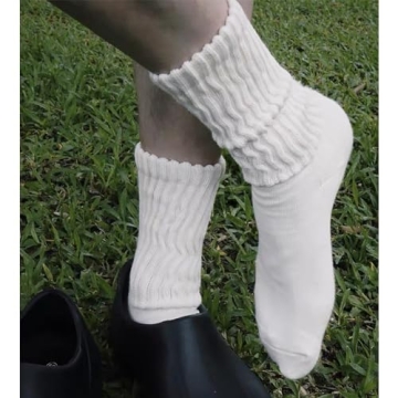 Fszsaa Retro Cotton Cushion Crew Socks Set for Women