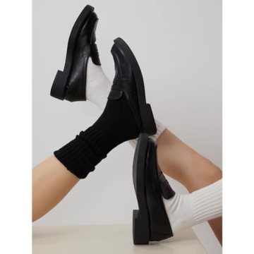 Fszsaa Retro Cotton Cushion Crew Socks Set for Women