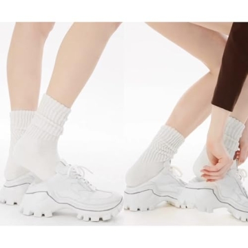 Fszsaa Retro Cotton Cushion Crew Socks Set for Women