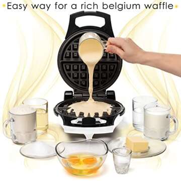 Moss & Stone White Belgian Waffle Maker, Electric Waffle Machine, Non-Stick Grids, Temperature Contr...