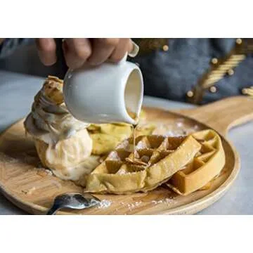 Moss & Stone White Belgian Waffle Maker, Electric Waffle Machine, Non-Stick Grids, Temperature Control, Round Waffle