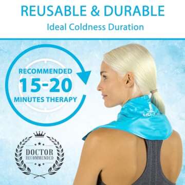 Arctic Flex Neck Ice Pack - Cold Compress Shoulder Therapy Wrap - Cool Reusable Medical Freezer Gel Pad for Swelling, Injuries, Headache, Cooler (Large (1 Pack))