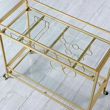 FirsTime Gold Francesca Bar Cart Compact Mobile Design