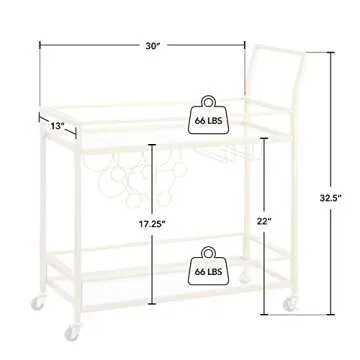FirsTime Gold Francesca Bar Cart Compact Mobile Design