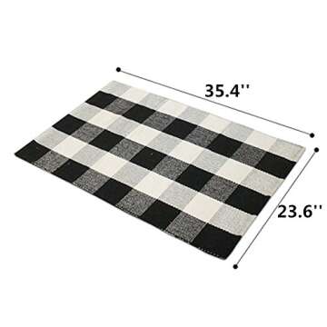 UKELER Buffalo Plaid Rugs 2×3- Cotton Retro Farmhouse Doormat Tartan Checkered Layered Door Mats Ou...