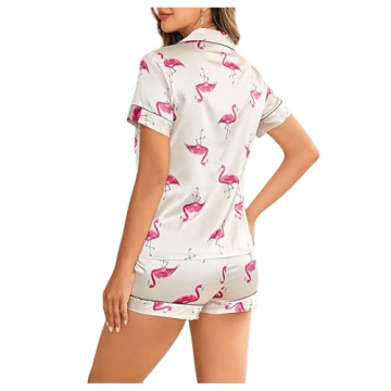 Floerns Women's Notch Collar Print Pajama Set for Comfort
