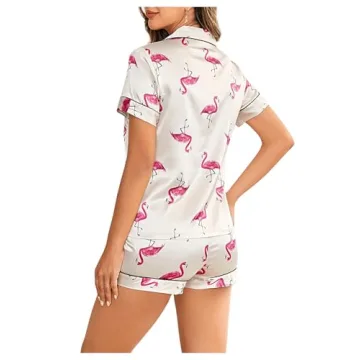 Floerns Women's Notch Collar Print Pajama Set for Comfort