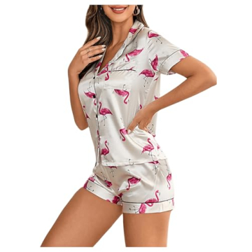 Floerns Women's Notch Collar Print Pajama Set for Comfort