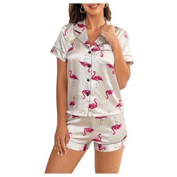 Floerns Women's Notch Collar Print Pajama Set for Comfort