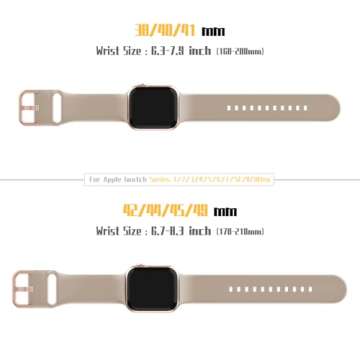 Sport Band Compatible with Apple Watch Bands 42mm 41mm 40mm 38mm, Soft Silicone Wristbands Strap with Classic Clasp for iWatch Series 10 9 SE 8 7 6 5 4 3 2 1 for Women Men, Milk Tea